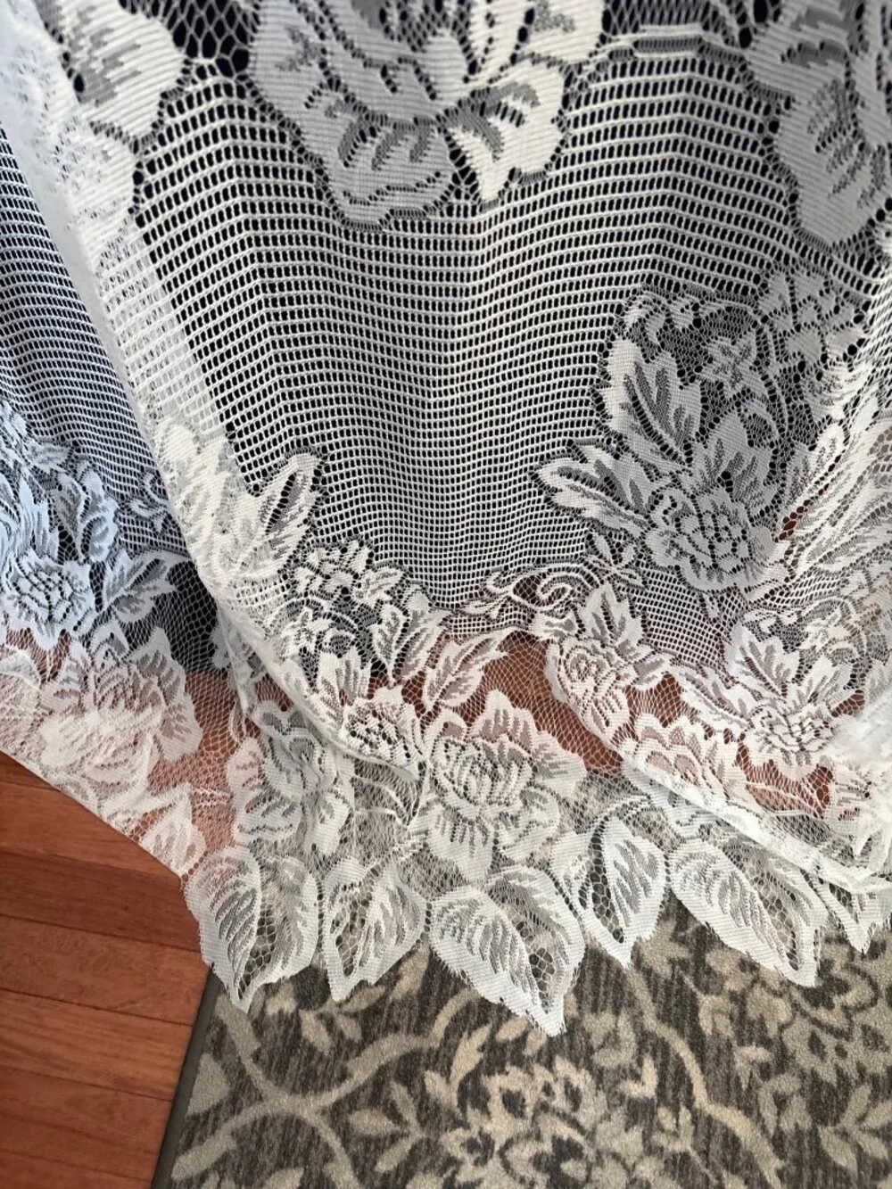 White Floral Lace Curtain Panel Elegant Sheer 60